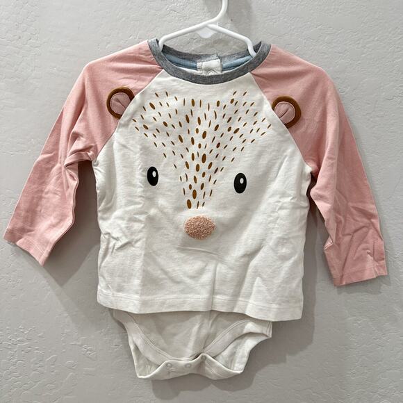 Baby Boden Pink Reindeer Long Sleeve Shirt Onesie - Picture 1 of 8